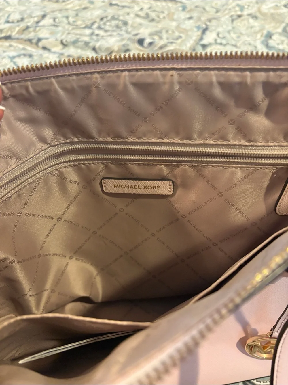 Michael Kors Light Pink Charlotte Leather Tote with Matching Wallet